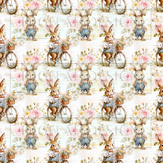 Bunny Bike Florals VinylV2283