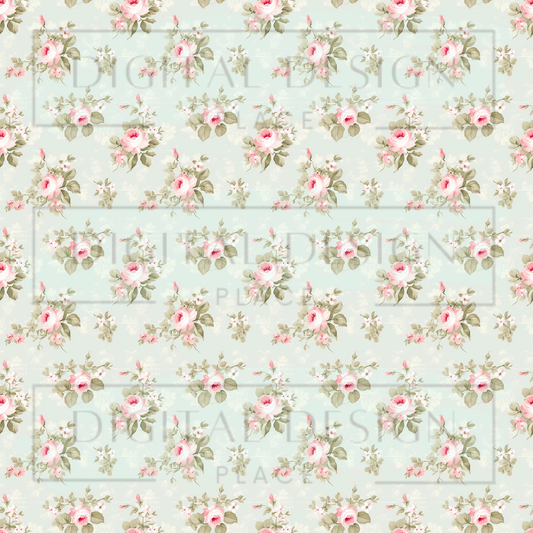 Pale Blue Spring Florals VinylV2306