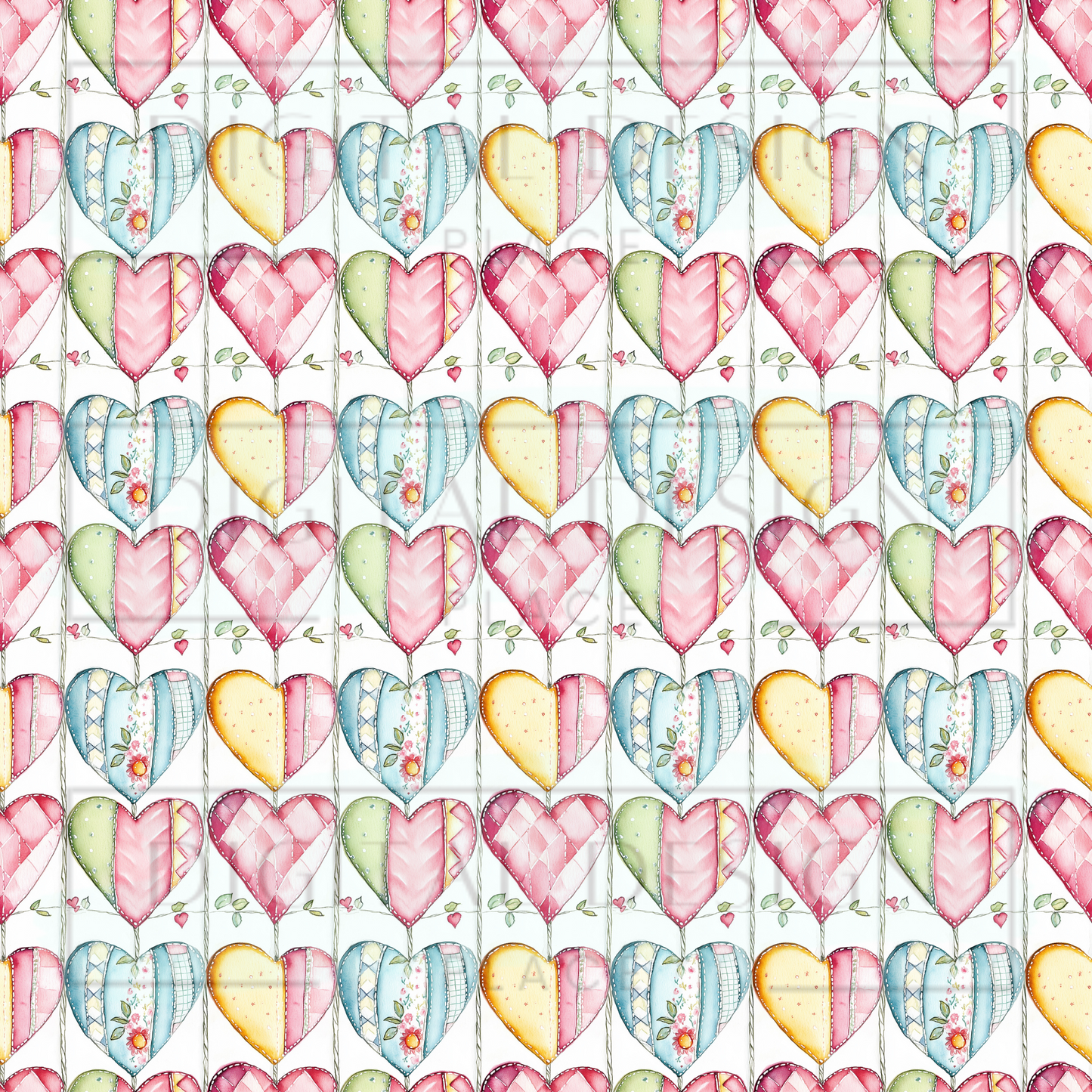 Easter Spring Heart Patchwork VinylV2335