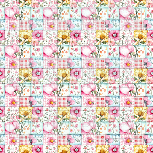 Easter Spring Patchwork Small Print VinylV2336