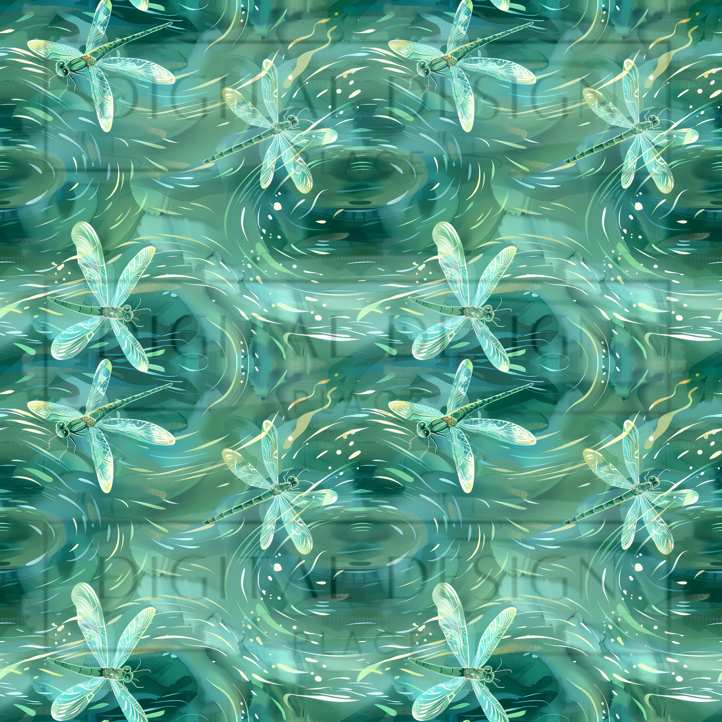 Teal Swirl Dragonflies VinylV2352