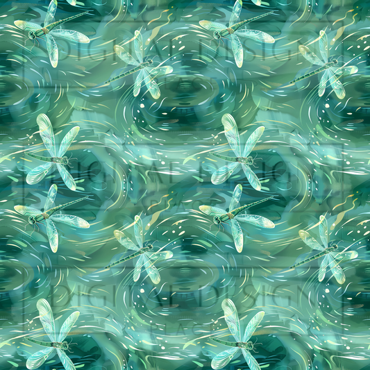 Teal Swirl Dragonflies VinylV2352
