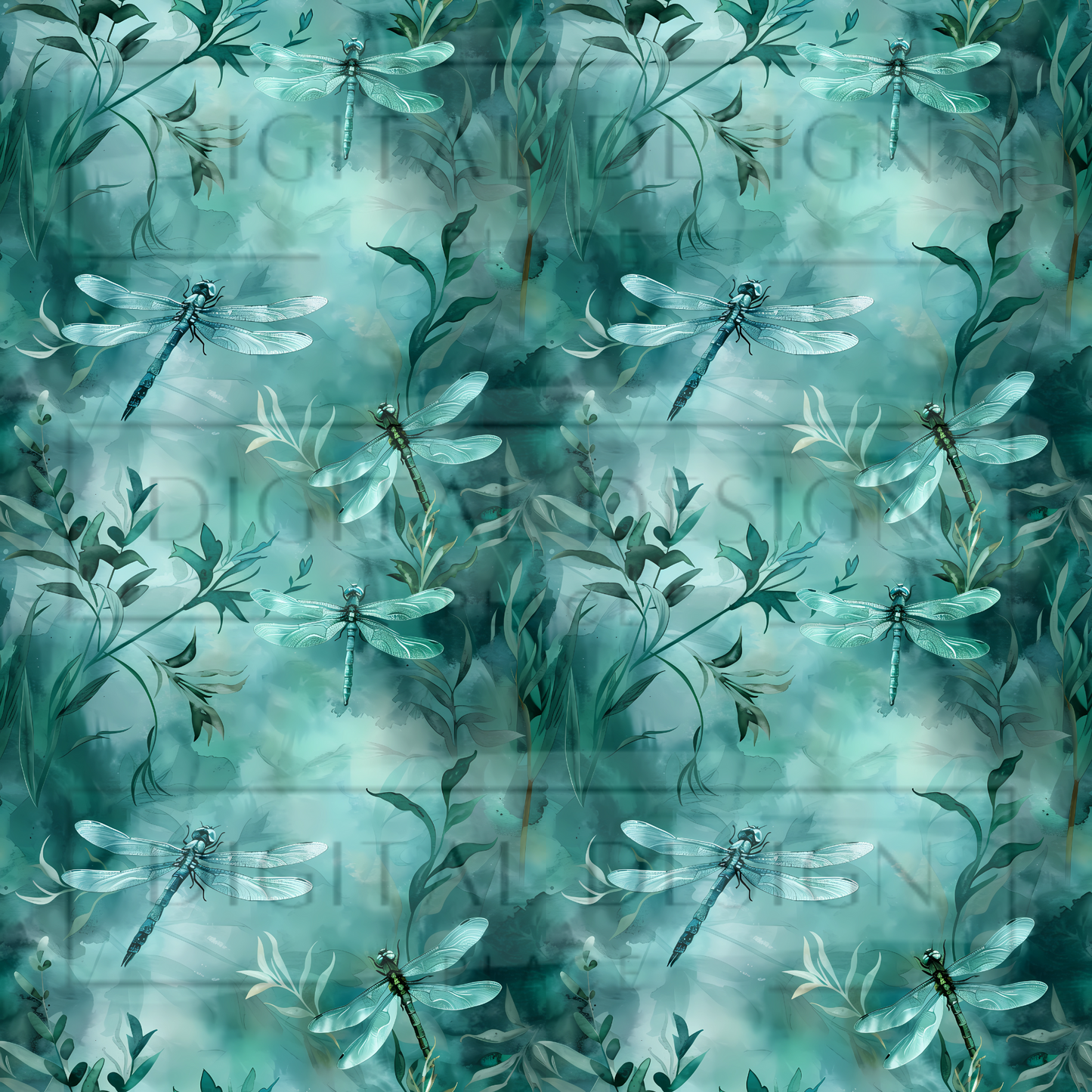 Teal Dragonflies VinylV2353