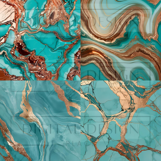 Turquoise Marble Square Prints VinylV2372