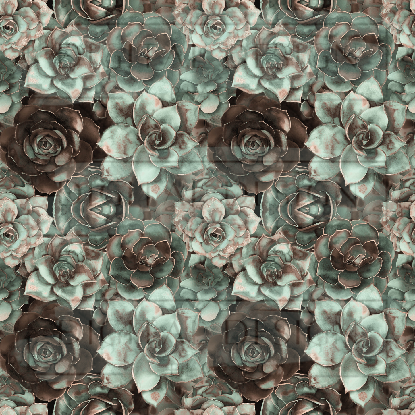 Teal and Brown Succulents VinylV2377