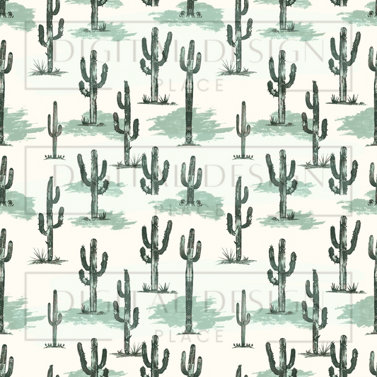 Teal and Brown Cacti VinylV2378