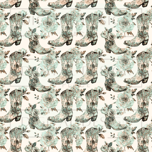 Teal and Brown Boots VinylV2380