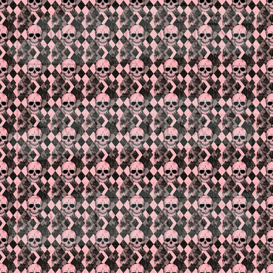 Pink Argyle with Skulls VinylV2492