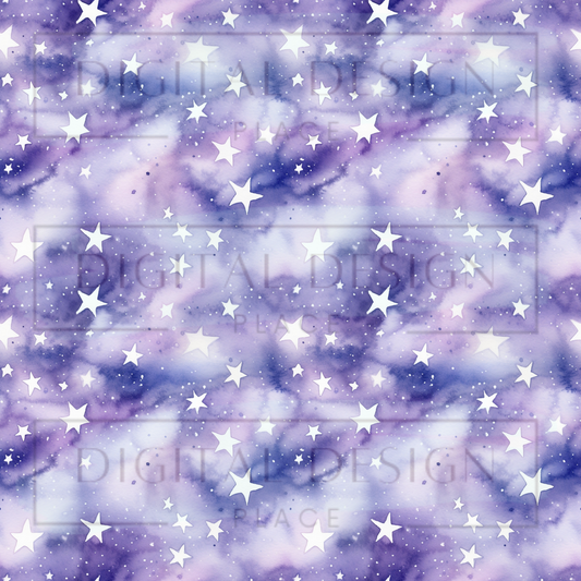Purple Watercolor Stars VinylV2500