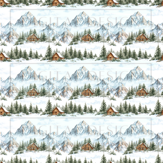 Winter Mountain Scene VinylV2577