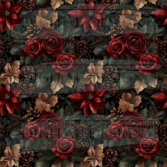 Rustic Christmas Florals VinylV2599