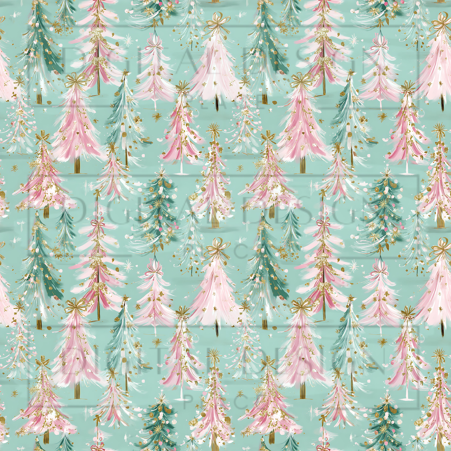 Teal and Pink Preppy Trees VinylV2607