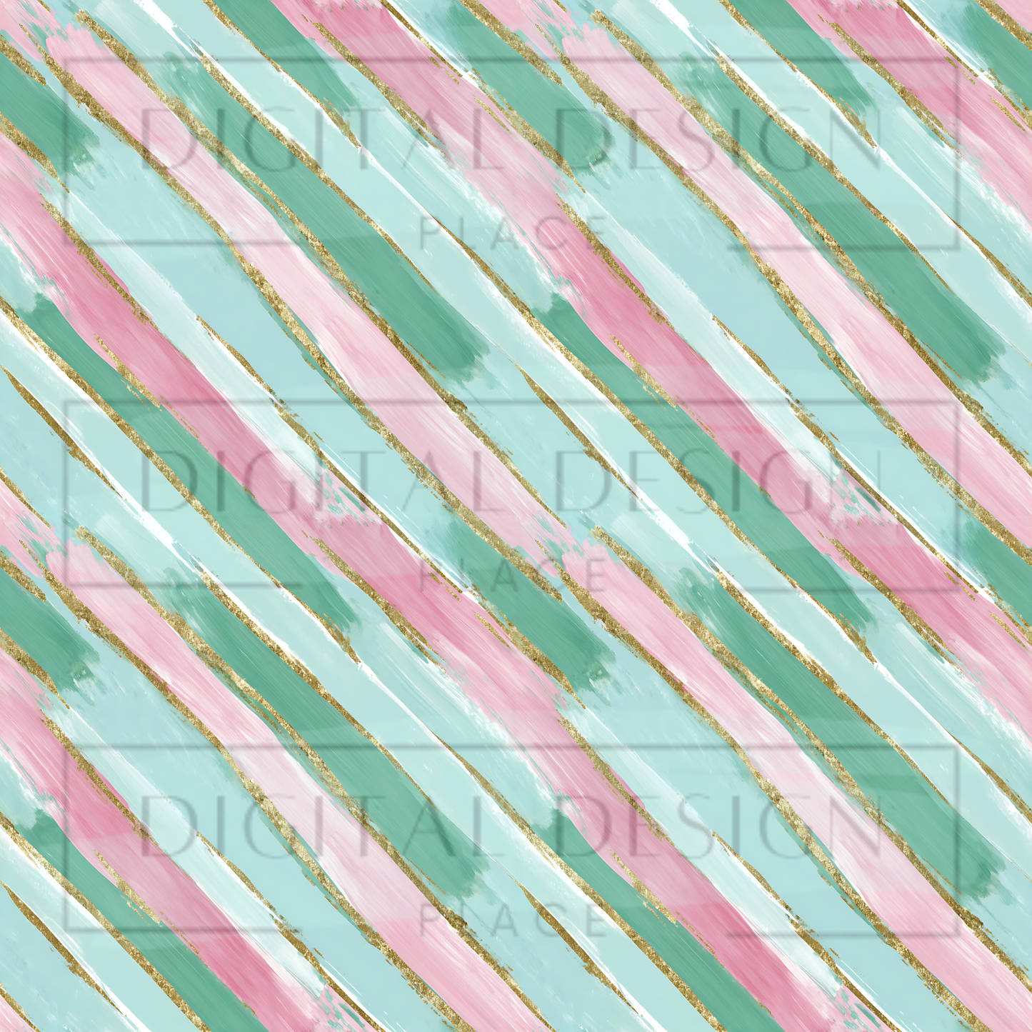 Teal and Pink Holiday Stripes VinylV2609