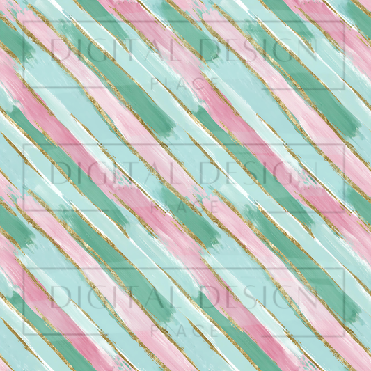 Teal and Pink Holiday Stripes VinylV2609