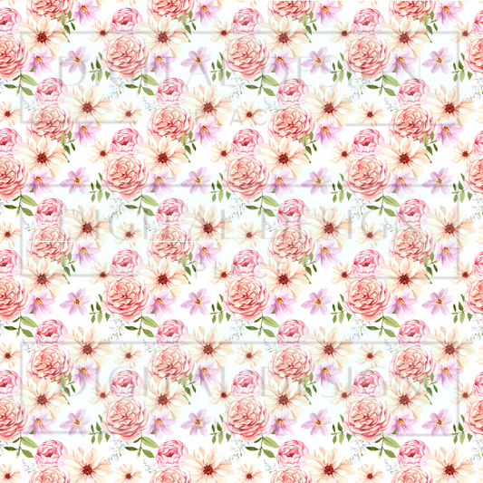 Peach and Pink Flowers VinylV333