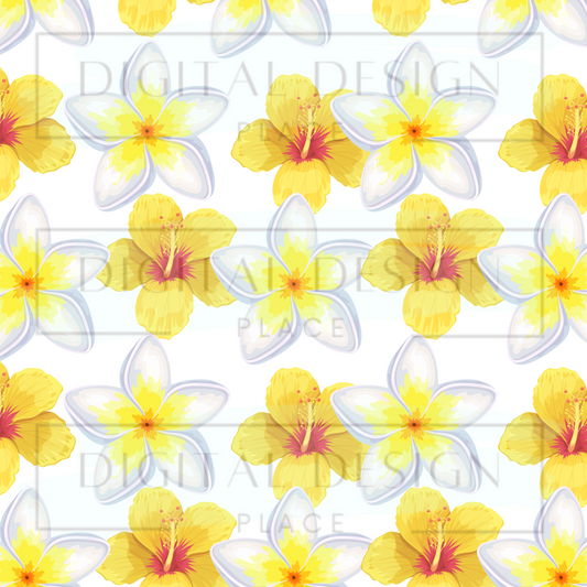 Yellow Hibiscus Plumeria VinylV385
