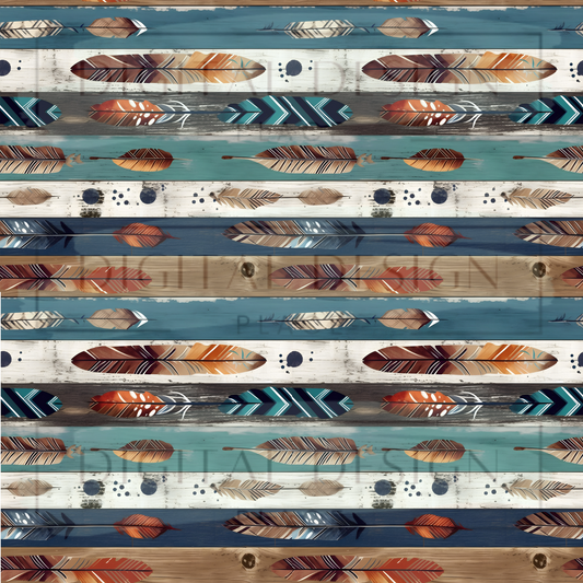 Boho Feathers Blue VinylV644