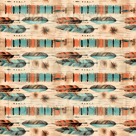 Boho Feathers Pink and Blue VinylV645