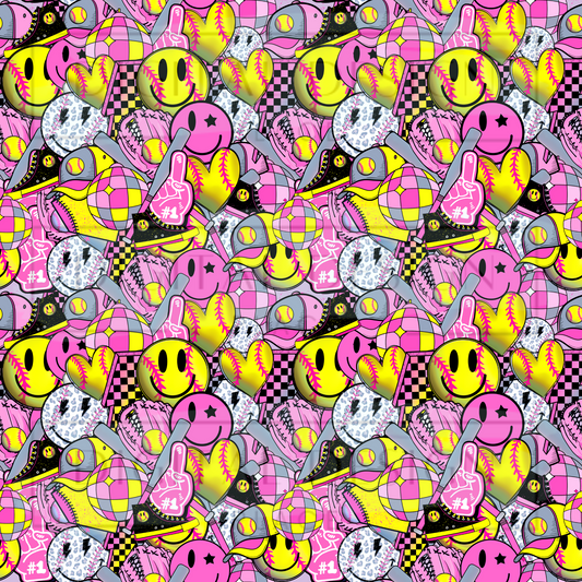 Softball Vibes Tiled VinylV903