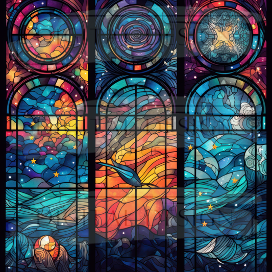Stained Glass Water Fire VinylV990