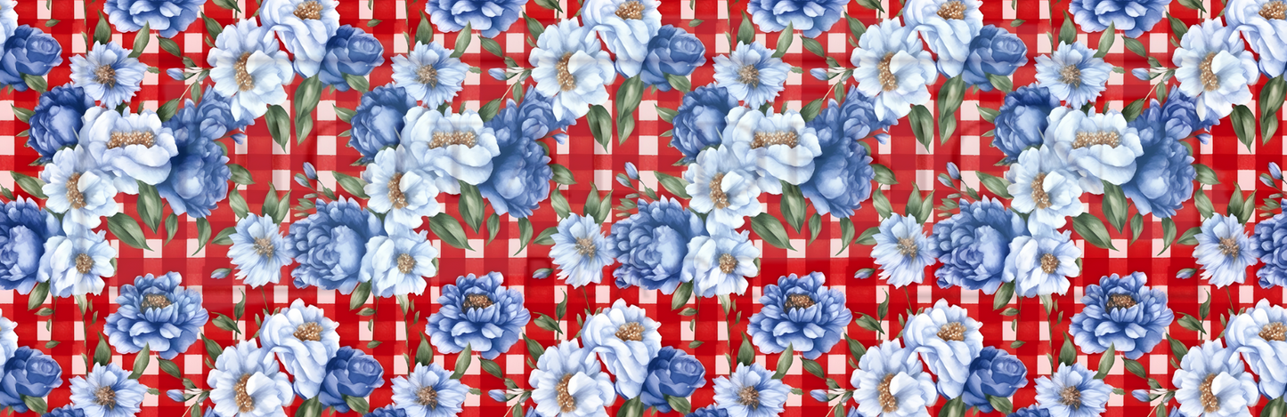 Patriotic Plaid Roses Red Wrap DupW53