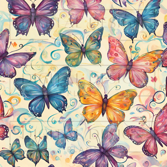 Yellow Paisley Butterflies VinylV1162