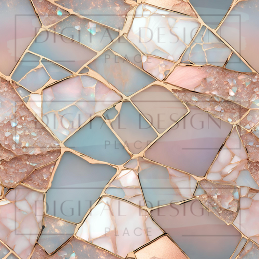 Rose Gold Opal Shattered Glass VinylV1128