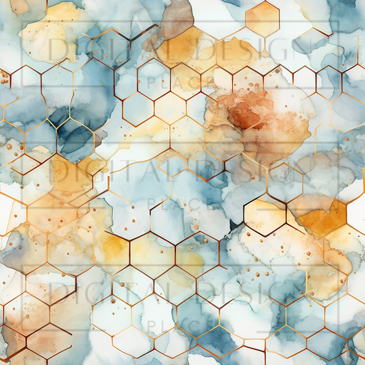 Blue Watercolor Hive VinylV1178