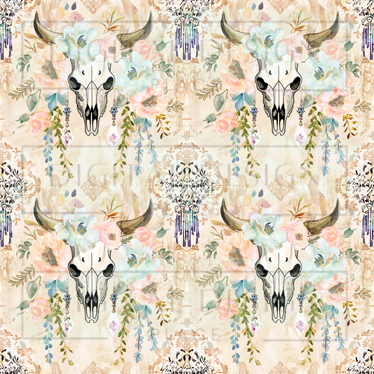 Floral Bull Skull VinylV1123