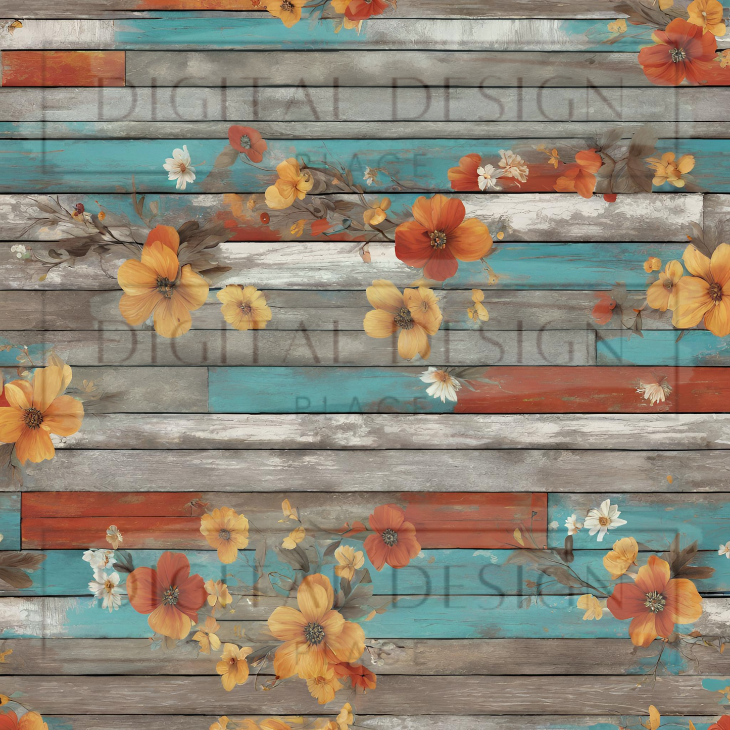 Western Floral Shiplap VinylV1112