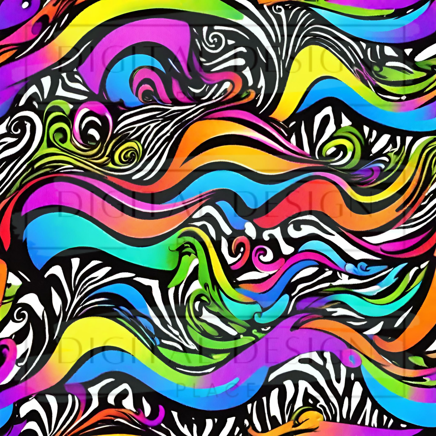 Rainbow Zebra Swirls VinylV1137