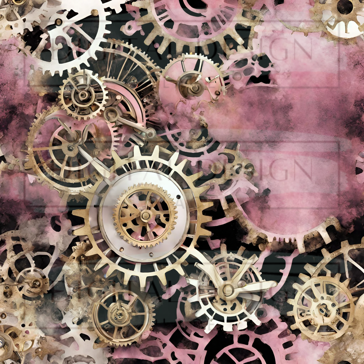 Pink Gold Steampunk VinylV1056