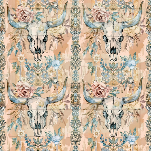 Floral Bull Skull VinylV1122