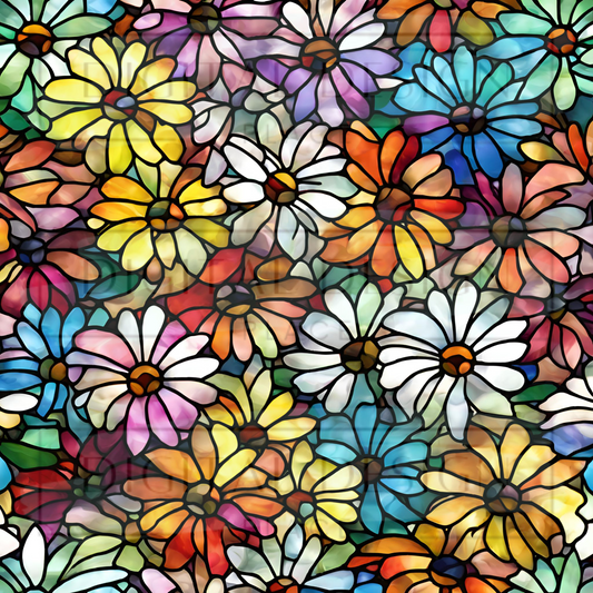 Stained Glass Rainbow Daisy VinylV1051