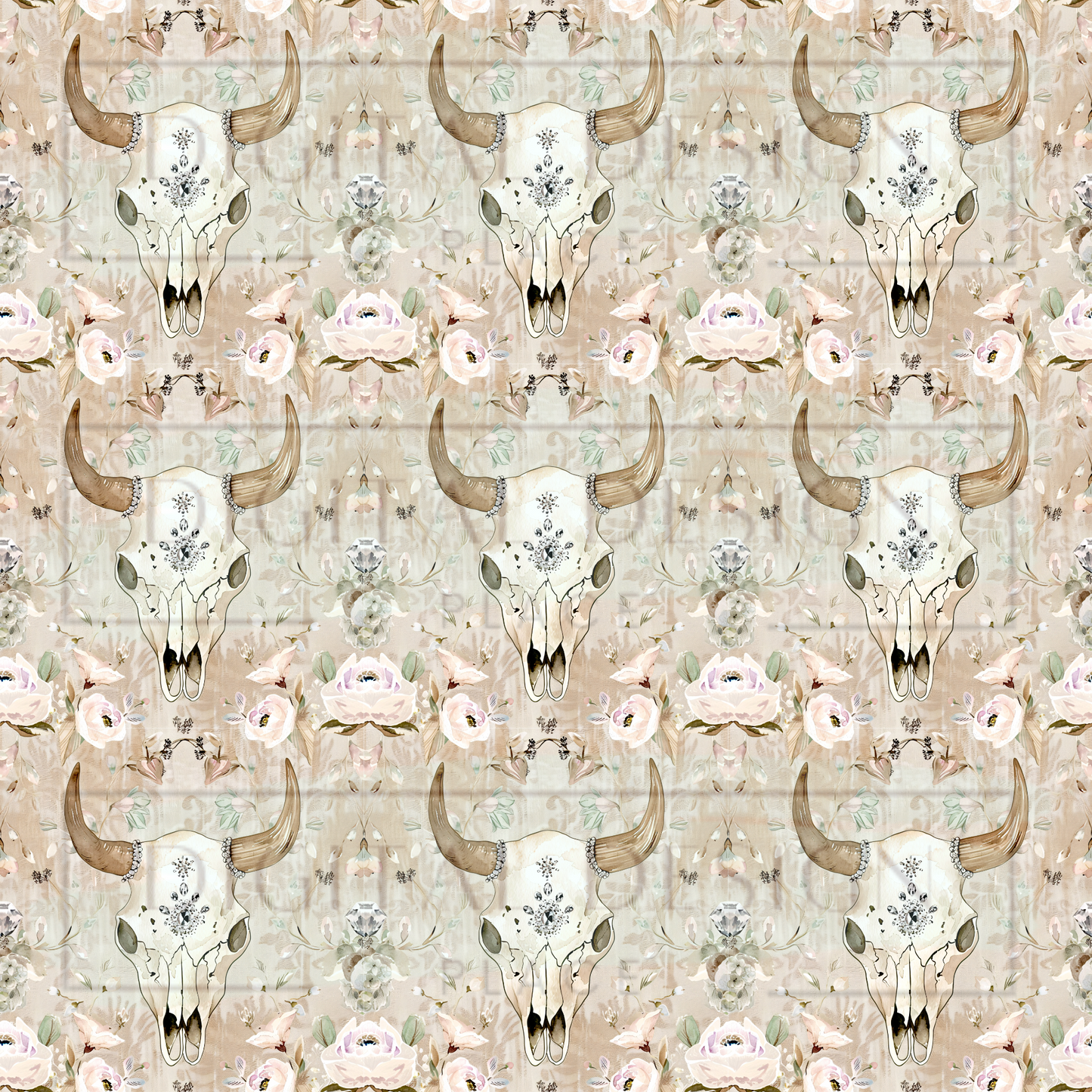 Floral Bull Skull VinylV1119