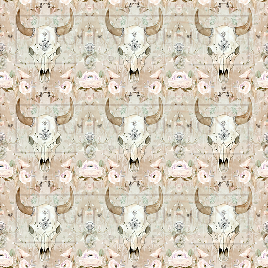 Floral Bull Skull VinylV1119