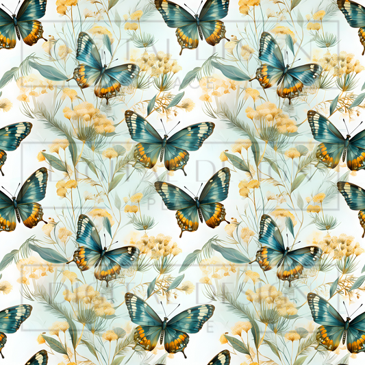 Blue Orange Butterflies VinylV1146