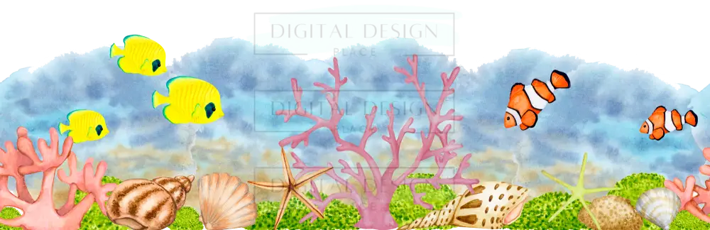 Ocean Floor Watercolor Half Wrap WraW99