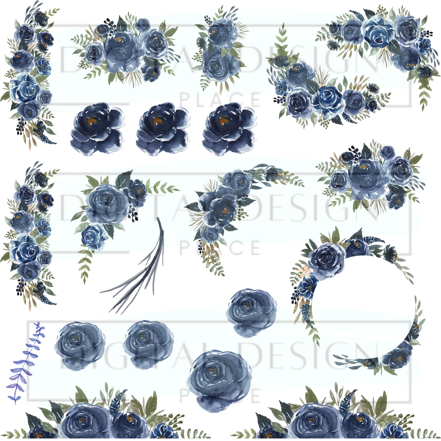Navy Florals EleE72