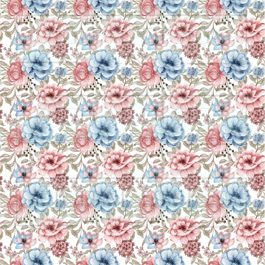 Blue and Pink Floral VinylV213