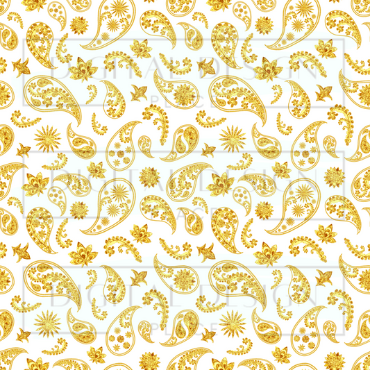 Yellow Glitter Paisley VinylV241