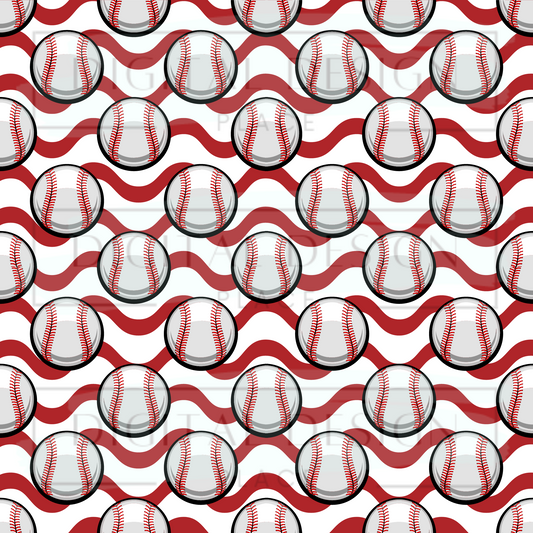 Red Baseball Waves VinylV276