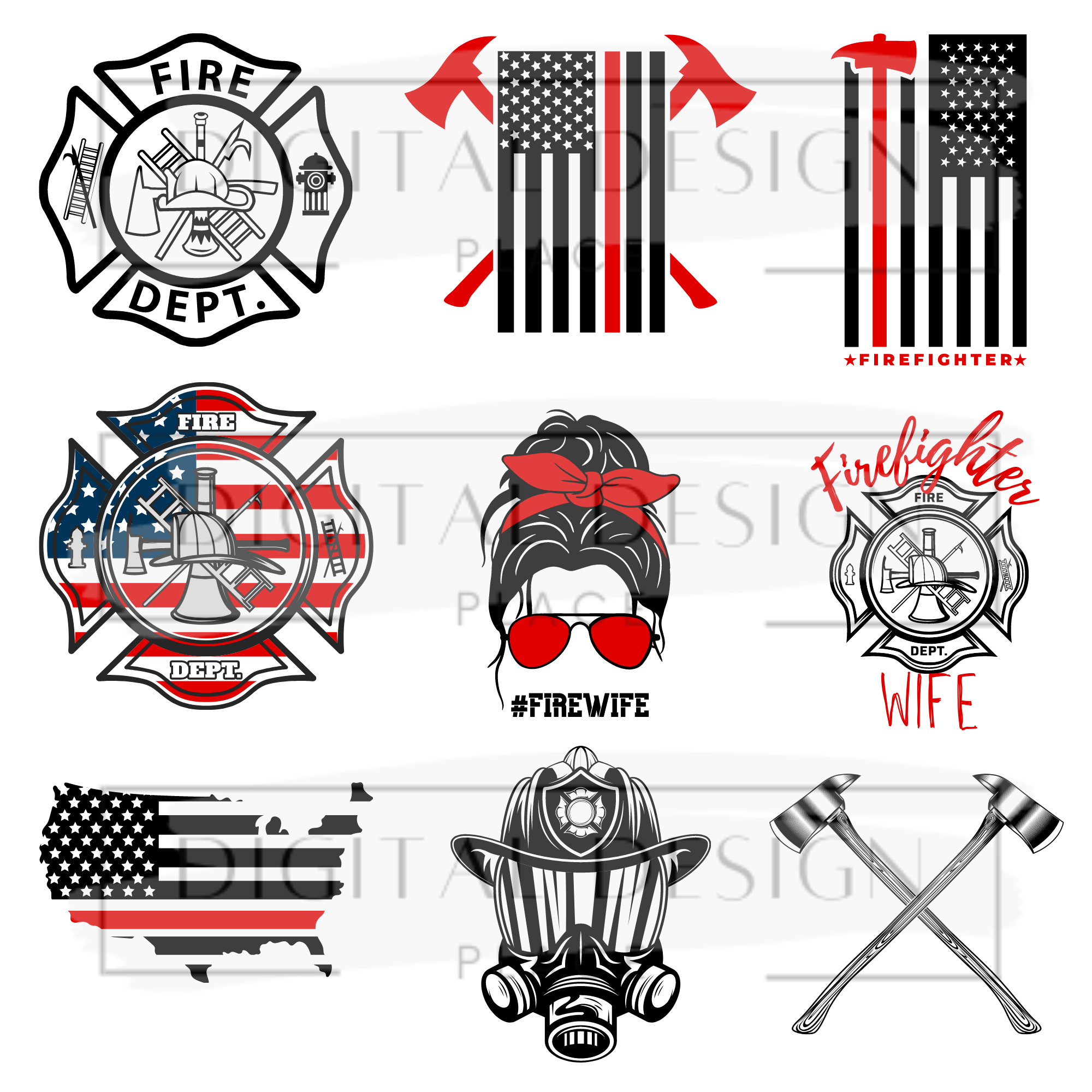 Firefighter Themed Element Sheet – Digital Design Place