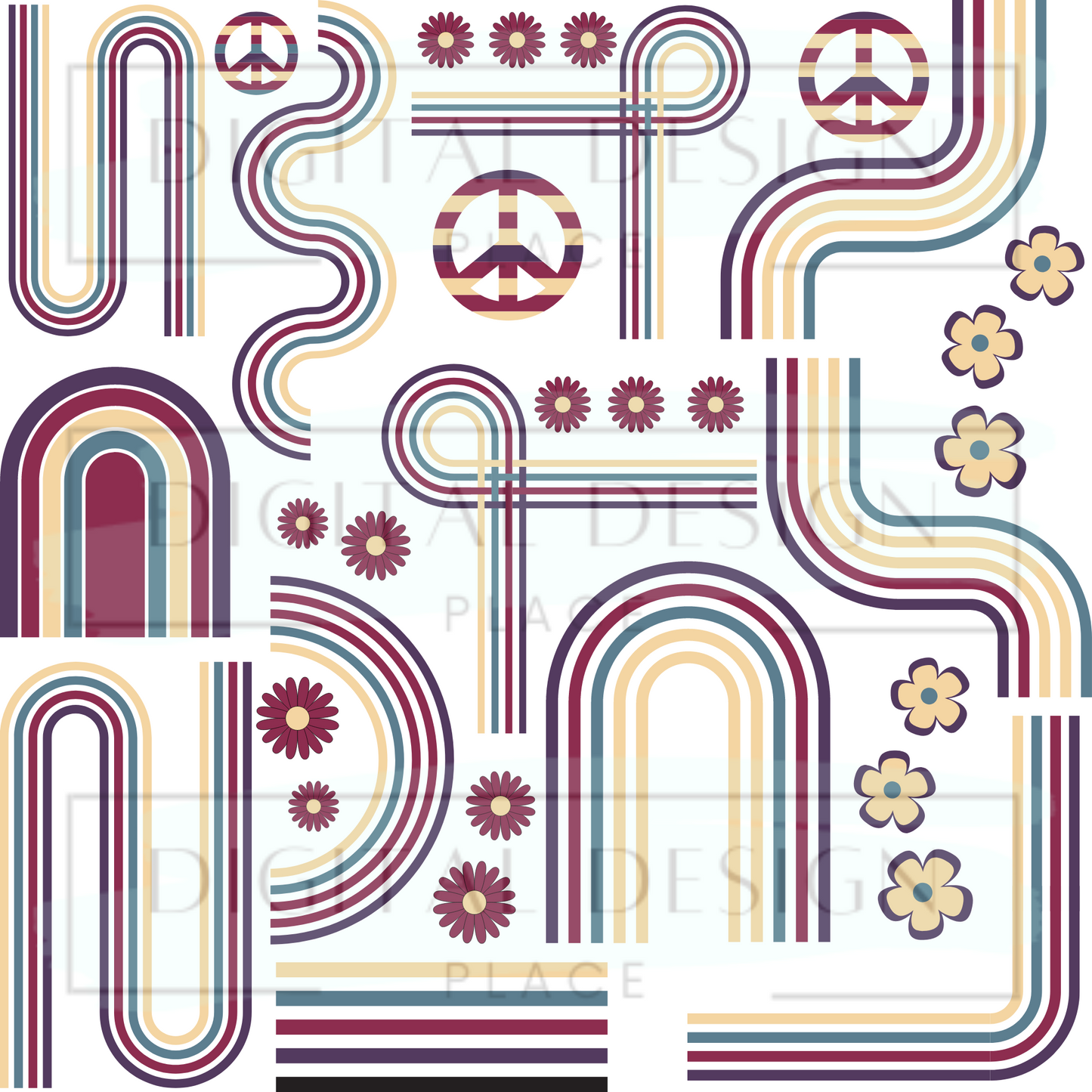 Purple Retro Stripes EleE53