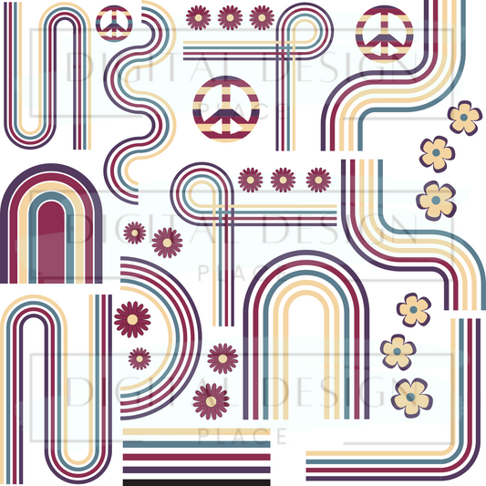 Purple Retro Stripes EleE53