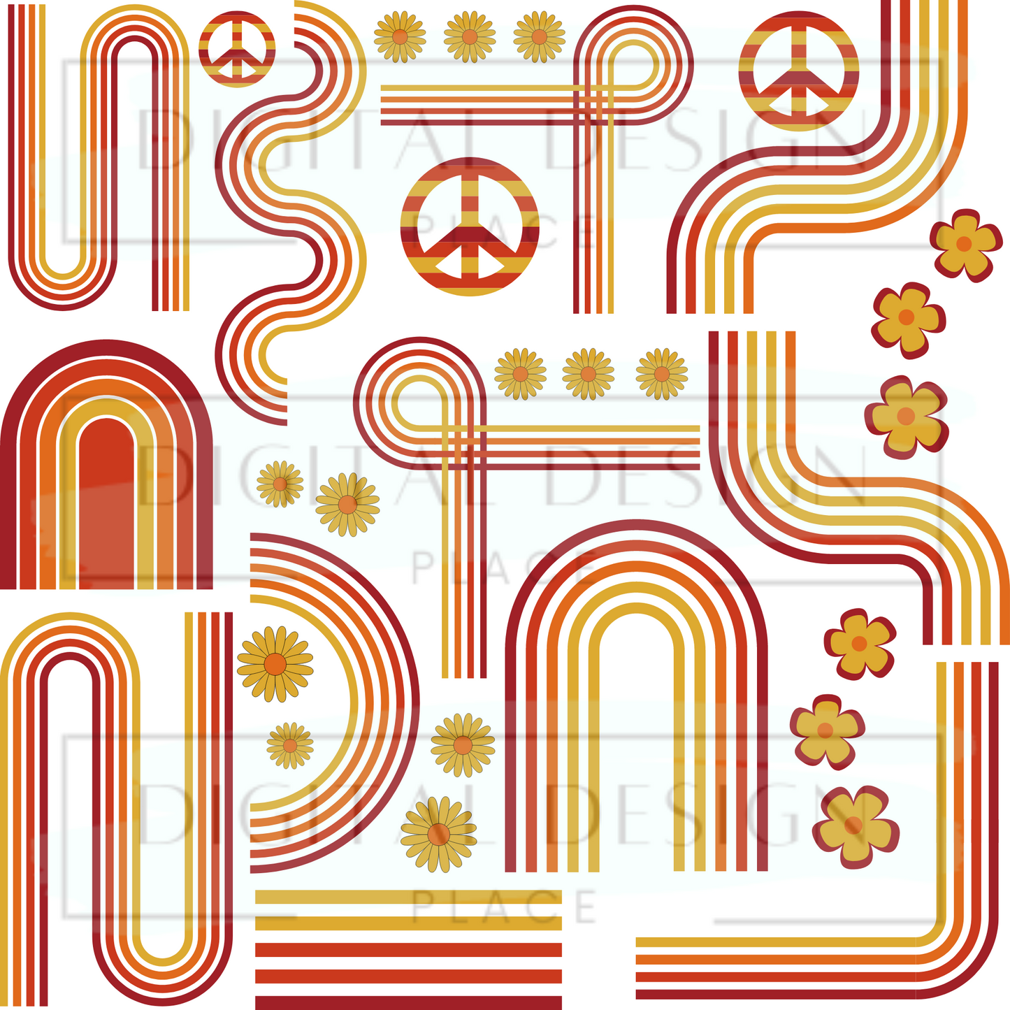 Orange Retro Stripes EleE52